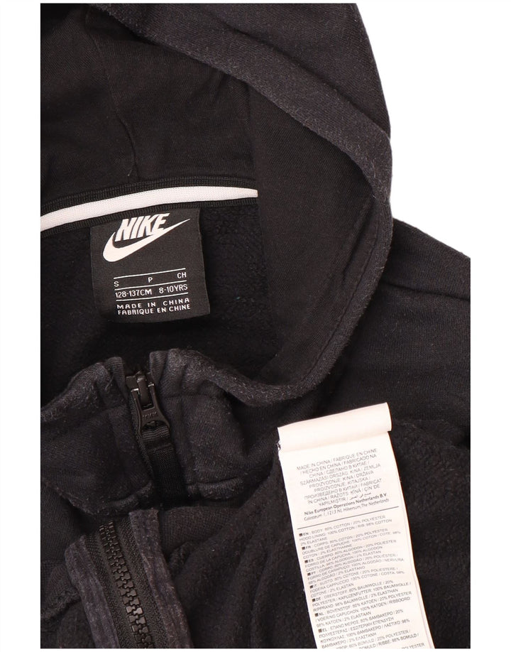 NIKE Boys Air Graphic Zip Hoodie Sweater 8-9 Years Small Black Colourblock