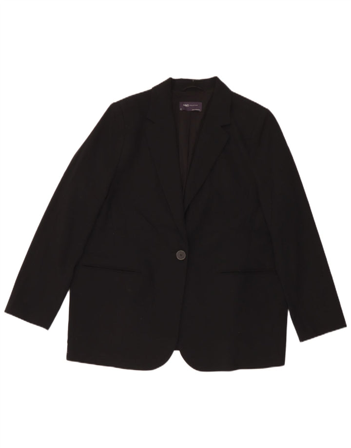 Marks & Spencer Womens 1 Button Oversized Blazer Jacket UK 18 XL Black
