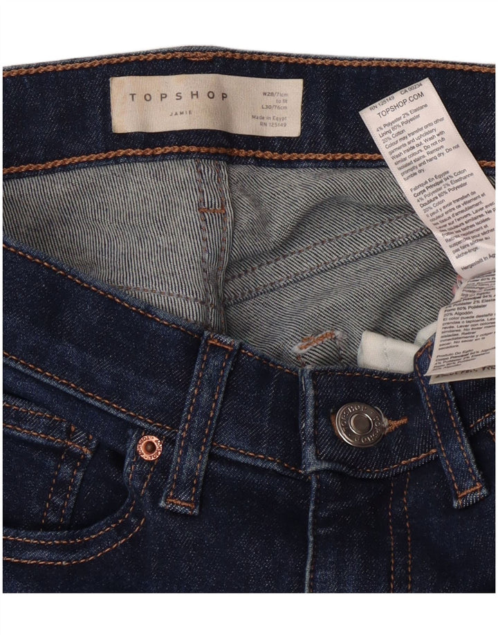 Topshop Womens Jamie Skinny Jeans W28 L25 Navy Blue Polyester