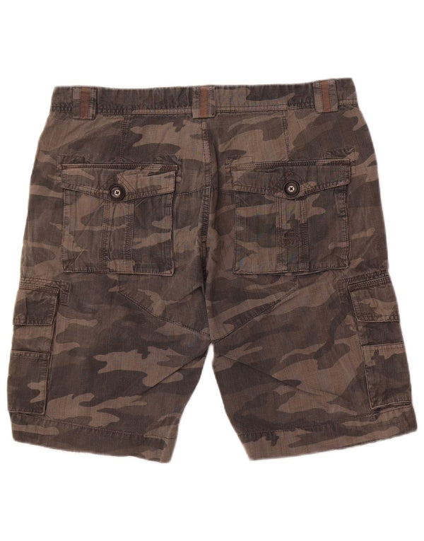 Outsider Mens Cargo Shorts W34 Large Grey Camouflage Cotton