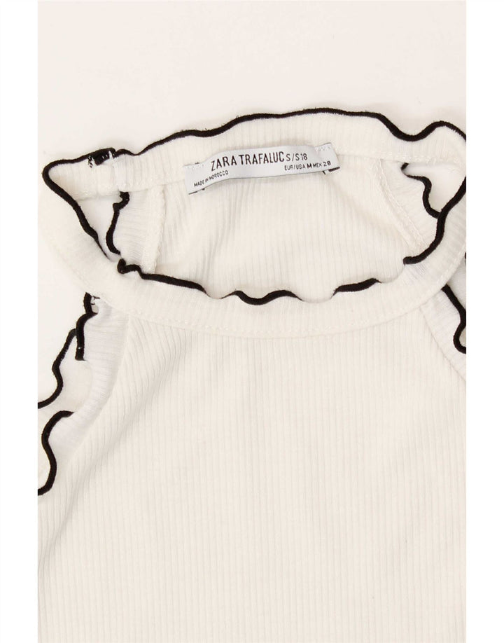 Zara Womens Crop Halter Top UK 12 Medium White Cotton