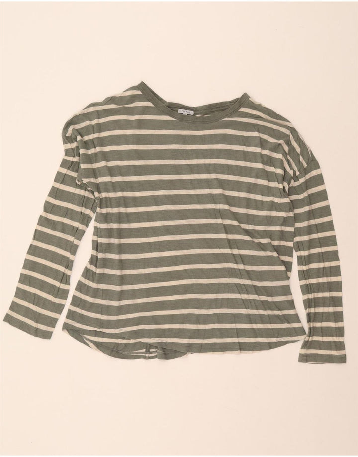 JIGSAW Womens Oversized Top Long Sleeve UK 14 Medium Green Striped