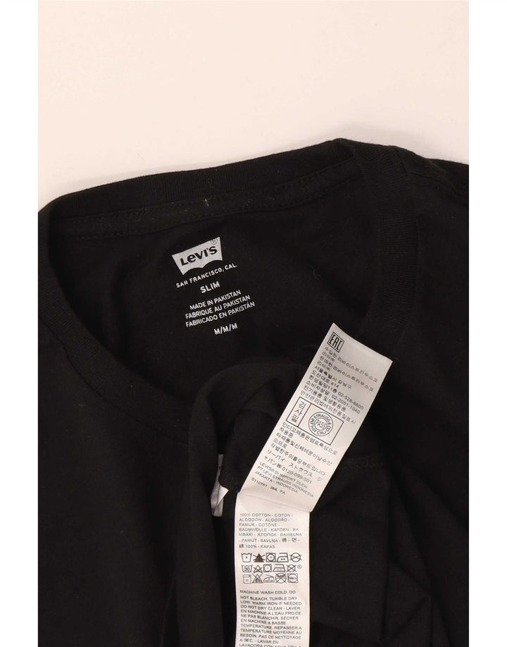 Levi's Mens Slim T-Shirt Top Medium Black Cotton