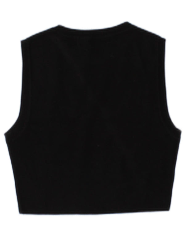 Zara Womens Crop Vest Top UK 14 Large Black Viscose