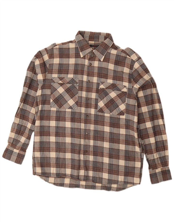 Sea Barrier Mens Flannel Shirt Large Grey Check Cotton