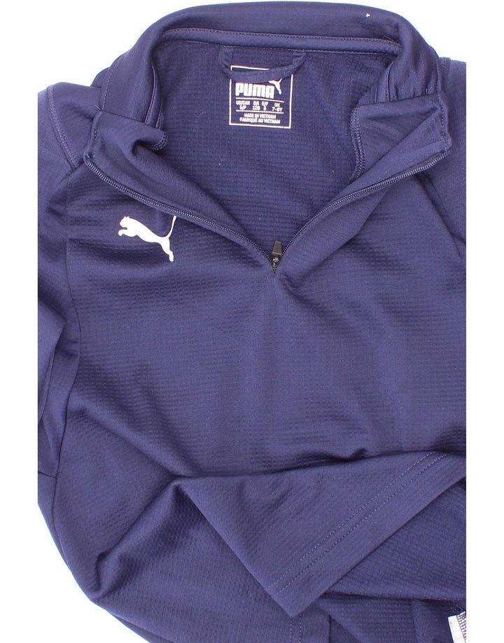 Puma Boys Zip Neck Pullover Tracksuit Top 7-8 Years Navy Blue