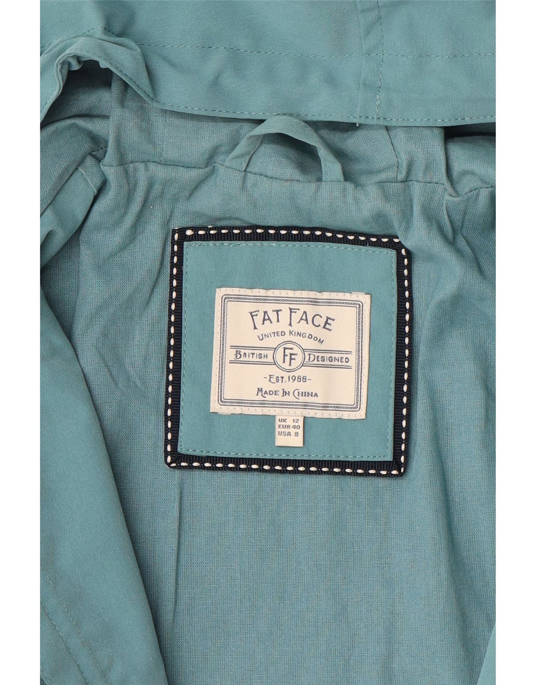 FAT FACE Womens Hooded Windbreaker Jacket UK 12 Medium  Blue Polyester