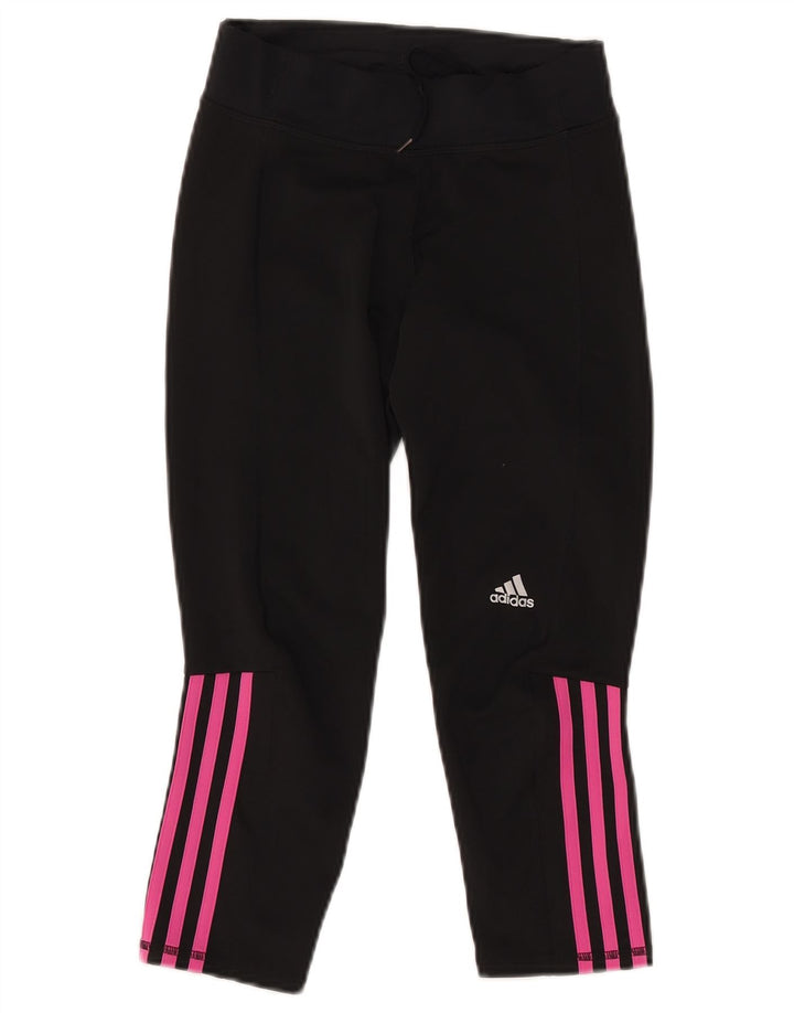 ADIDAS Womens Capri Leggings UK 4/6 XS  Black Polyester