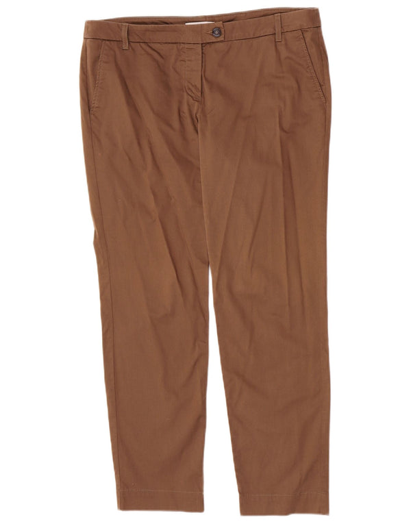 Marella Womens Straight Suit Trousers UK 16 Large W34 L28 Brown Cotton