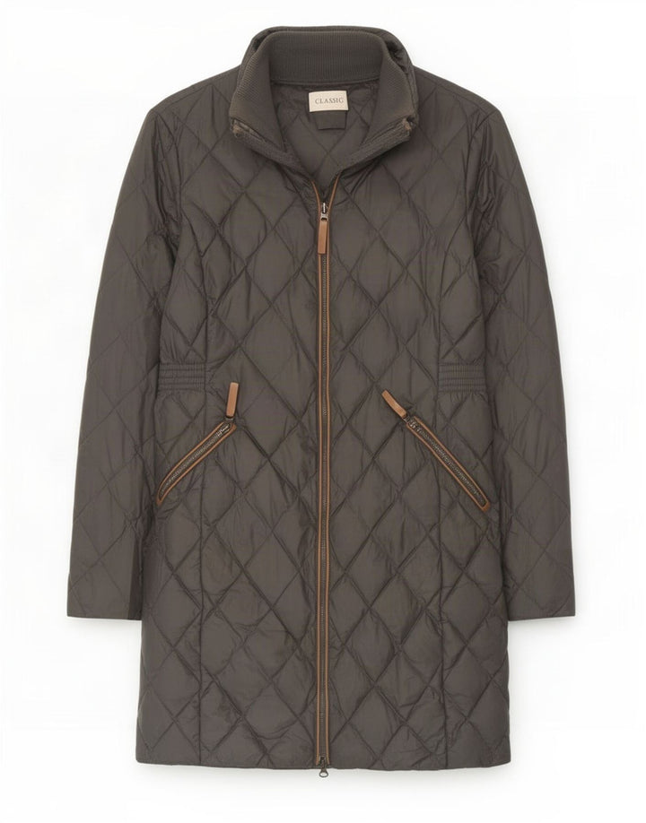 Marks & Spencer Womens Quilted Overcoat UK 12 Medium Grey Polyamide