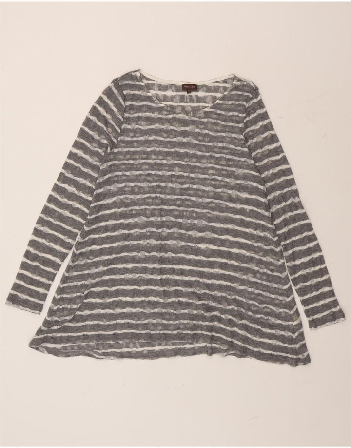 Phase Eight Womens Long Sleeve Tunic Top UK 14 Medium Grey Striped