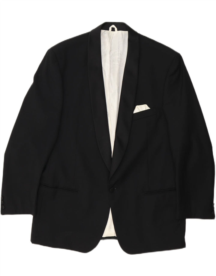 Cacharel Mens 1 Button Blazer Jacket IT 56 3XL Black Wool