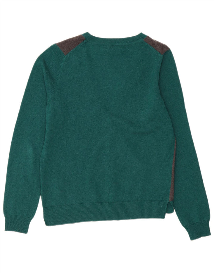 Massimo Dutti Womens Cardigan Sweater UK 14 Medium Green Colourblock Wool
