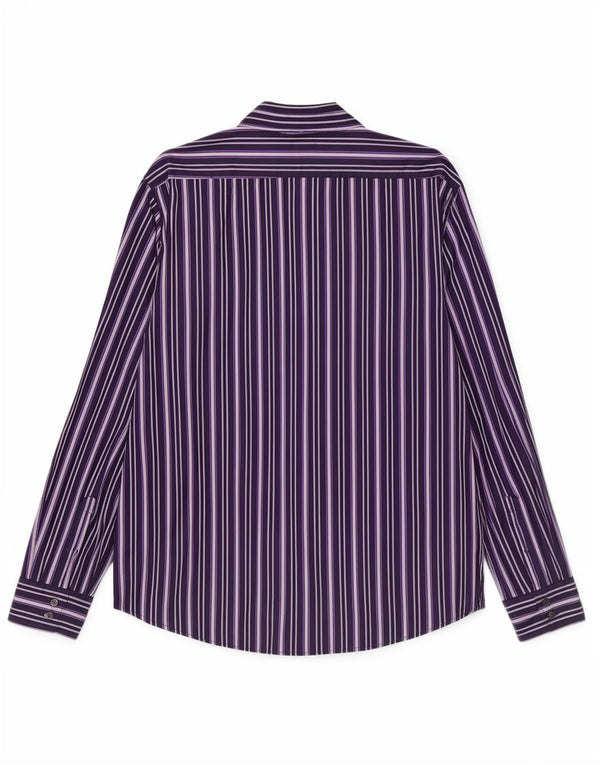 Hugo Boss Mens Shirt Large Purple Striped Cotton