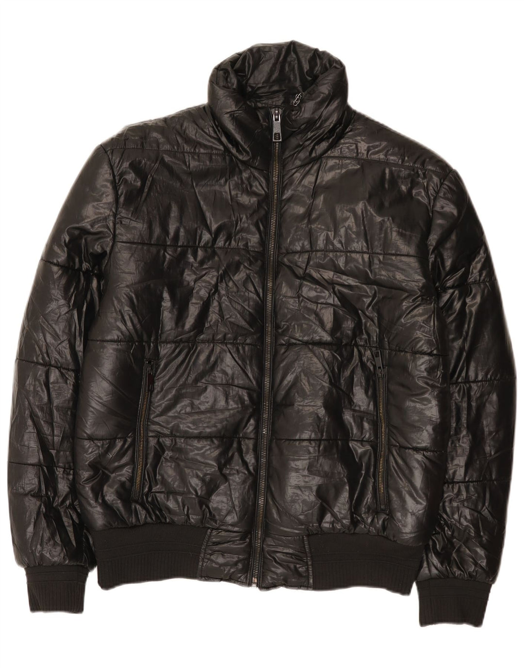 Zara Mens Padded Jacket UK 40 Large Black Polyester