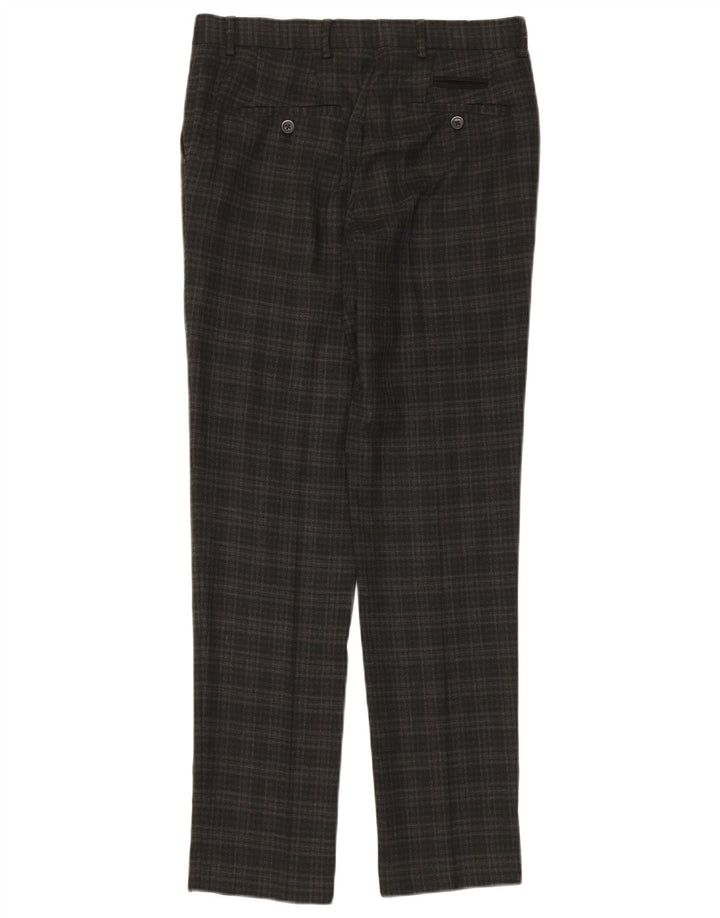 Penguin Mens Slim Suit Trousers W30 L32 Grey Check Polyester