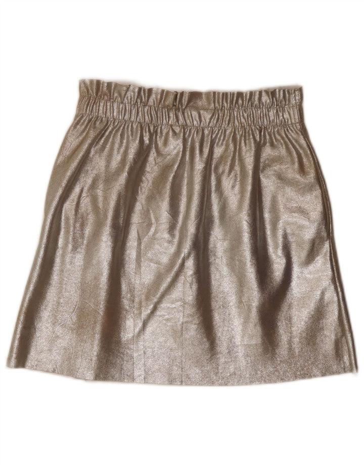 ZARA Womens Mini Skirt Medium W26 Gold Polyurethane