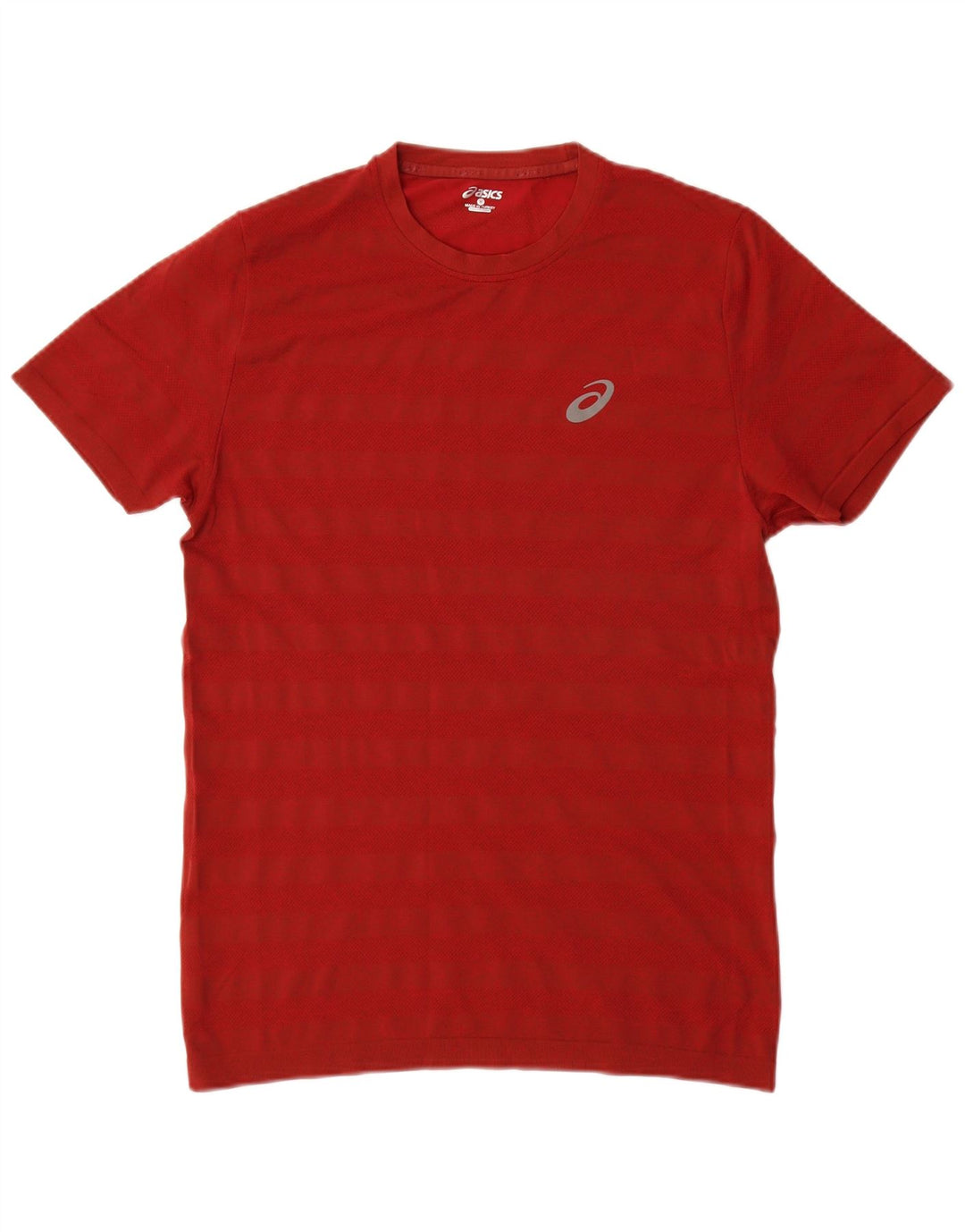 ASICS Mens T-Shirt Top Medium Red Striped