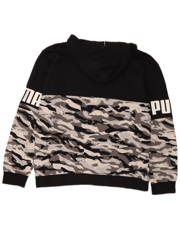 Puma Mens Graphic Hoodie Jumper Large Black Camouflage Cotton