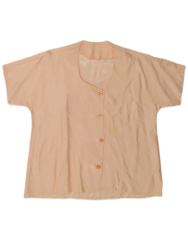 Vintage Womens Short Sleeve Shirt Blouse UK 18 XL Beige