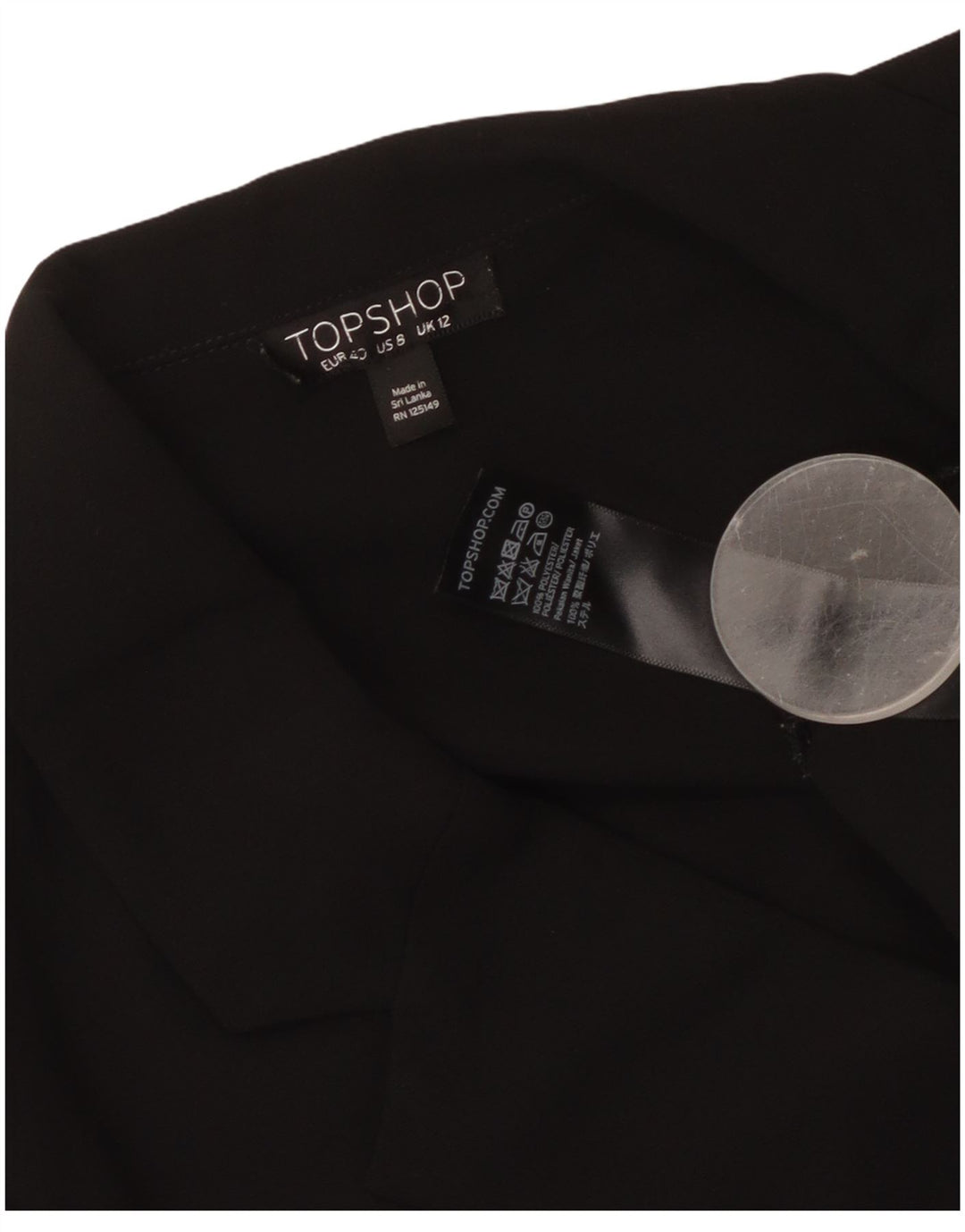 Topshop Womens Overcoat UK 12 Medium  Black Polyester