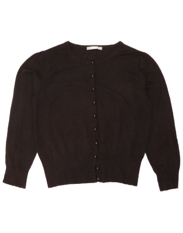 Marks & Spencer Womens Crop Cardigan Sweater UK 14 Large Black Viscose