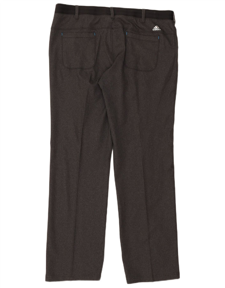 Adidas Mens Straight Casual Trousers W38 L34 Grey Polyester