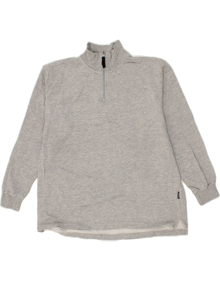 ASICS Mens Zip Neck Sweatshirt Jumper Large Grey Cotton Vintage Asics and Second-Hand Asics from Messina Hembry 