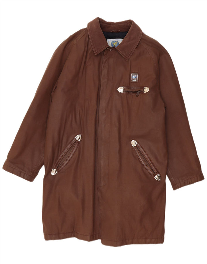PIERO GUIDI Mens Waxed Cotton Jacket UK 40 Large Brown Cotton