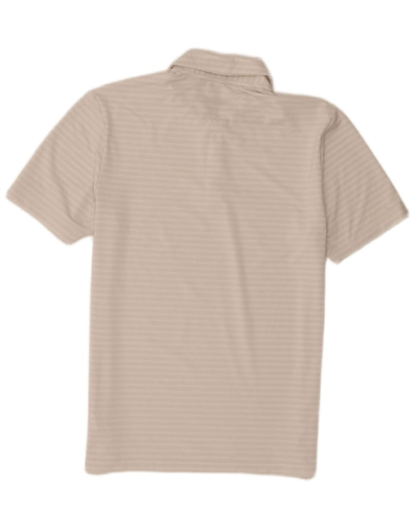Adidas Mens Golf Polo Shirt Medium White Striped Polyester