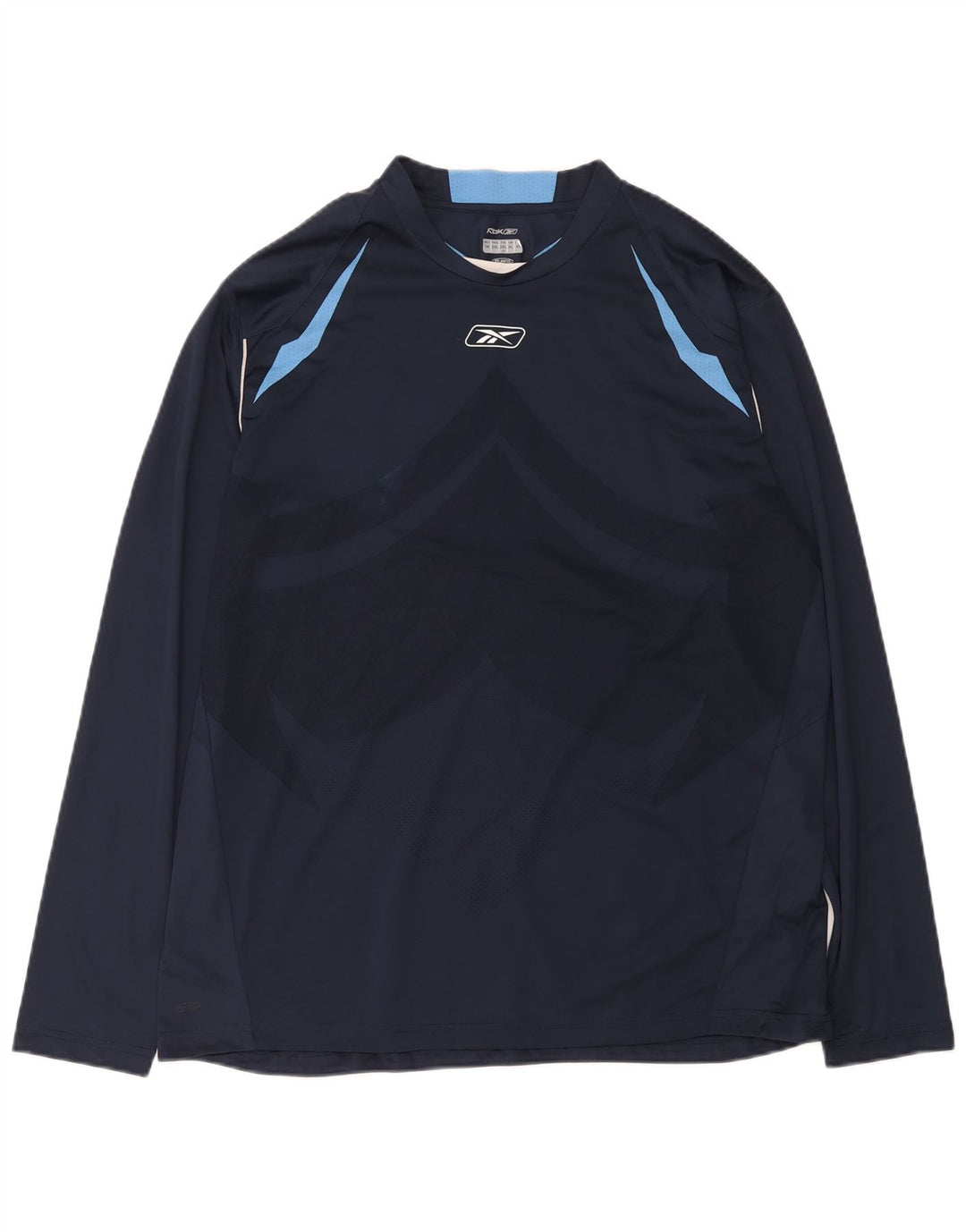 Reebok Mens Top Long Sleeve XL Navy Blue Colourblock Polyester