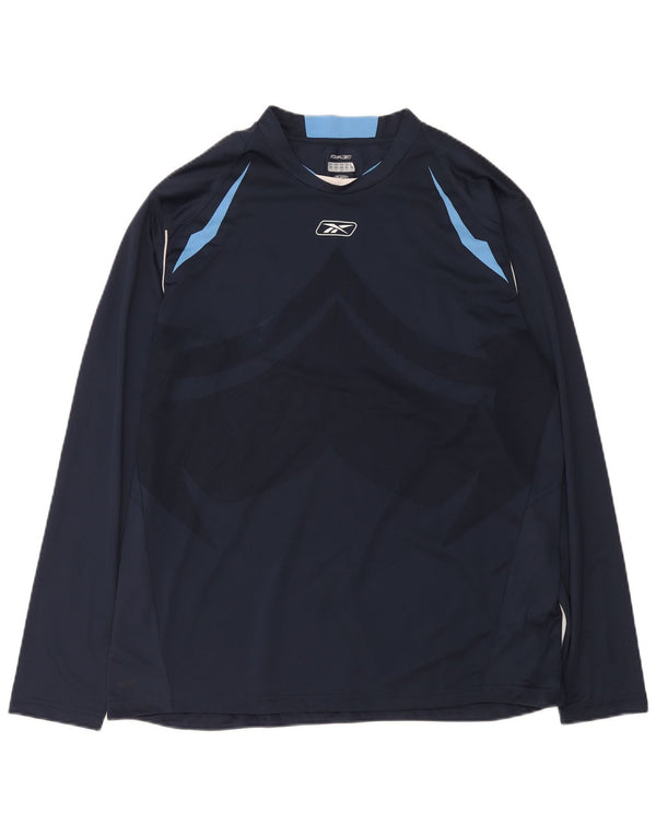 Reebok Mens Top Long Sleeve XL Navy Blue Colourblock Polyester