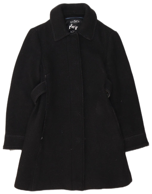 Max&Co. Womens Overcoat UK 8 Small Black Wool
