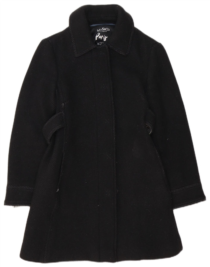 Max&Co. Womens Overcoat UK 8 Small Black Wool