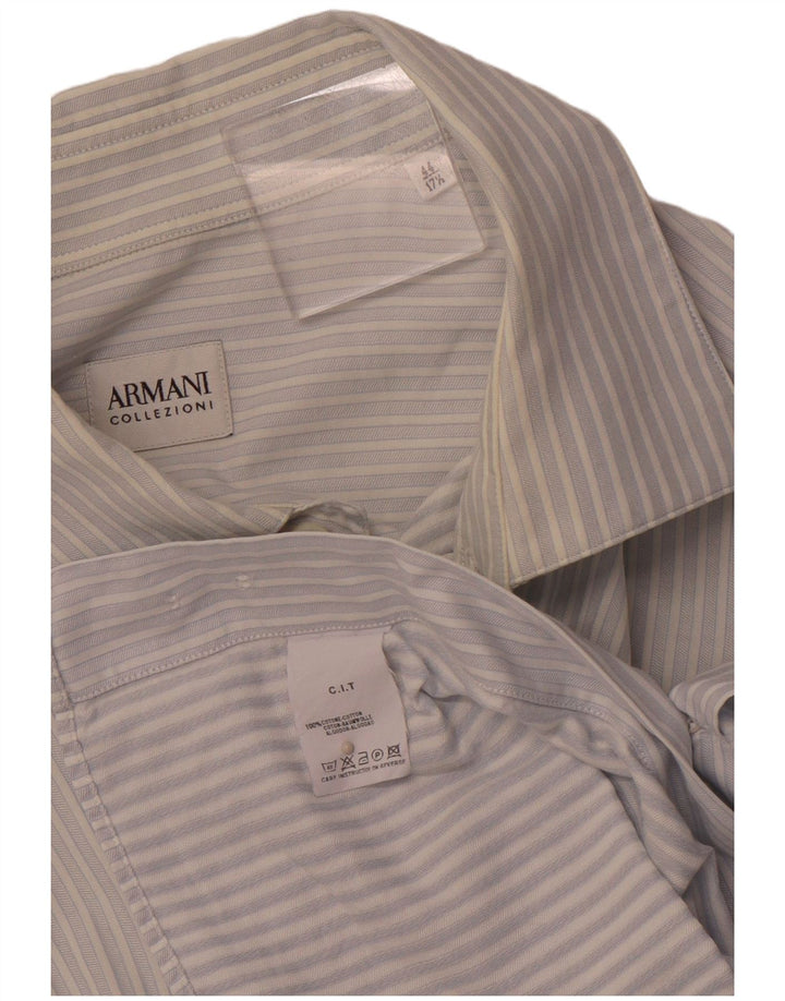 ARMANI COLLEZIONI Mens Shirt Size 44 17 1/2 XL Blue Striped Cotton