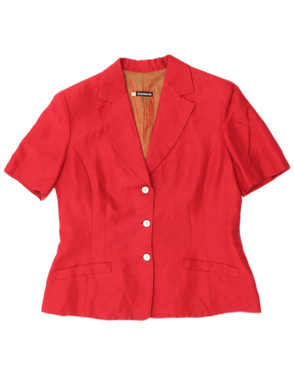 Cacharel Womens Short Sleeve 3 Button Blazer Jacket IT 44 Medium Red