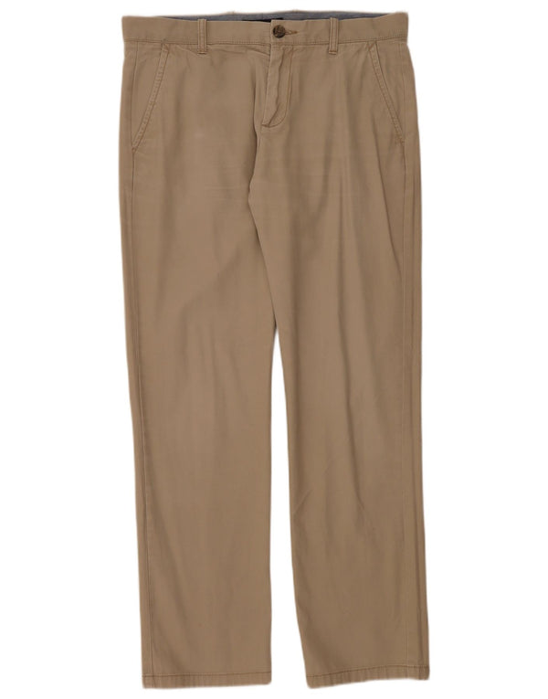 Tommy Hilfiger Mens Straight Chino Trousers W33 L32 Beige Cotton