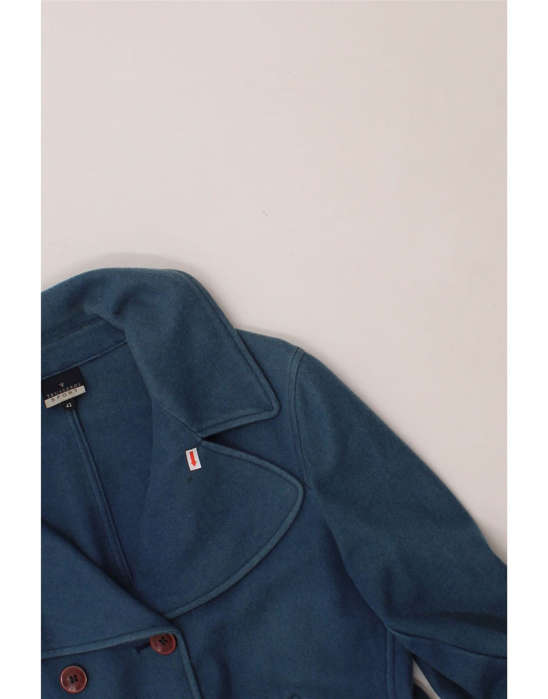 TRUSSARDI Womens Double Breasted Coat IT 42 Medium Blue Vintage Trussardi and Second-Hand Trussardi from Messina Hembry 
