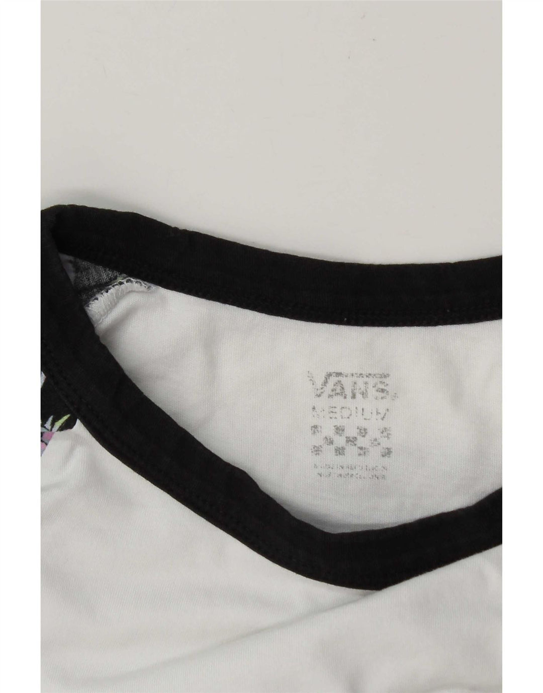 Vans Womens Top 3/4 Sleeve UK 14 Medium White Colourblock
