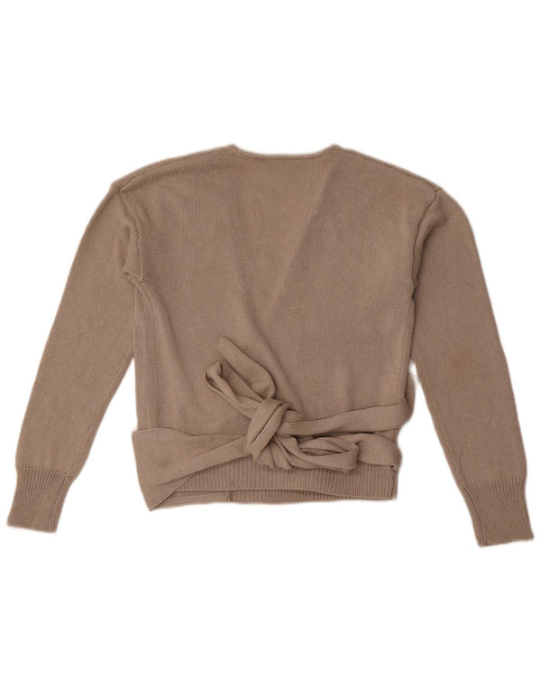 Zara Womens Crop Wrap Cardigan Sweater UK 10 Small Grey Acrylic