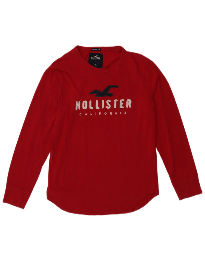 HOLLISTER Mens Graphic Top Long Sleeve Medium Red Cotton