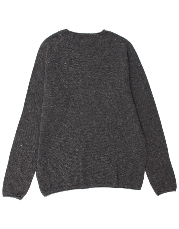 Jack & Jones Mens Crew Neck Jumper Sweater Medium Grey Cotton