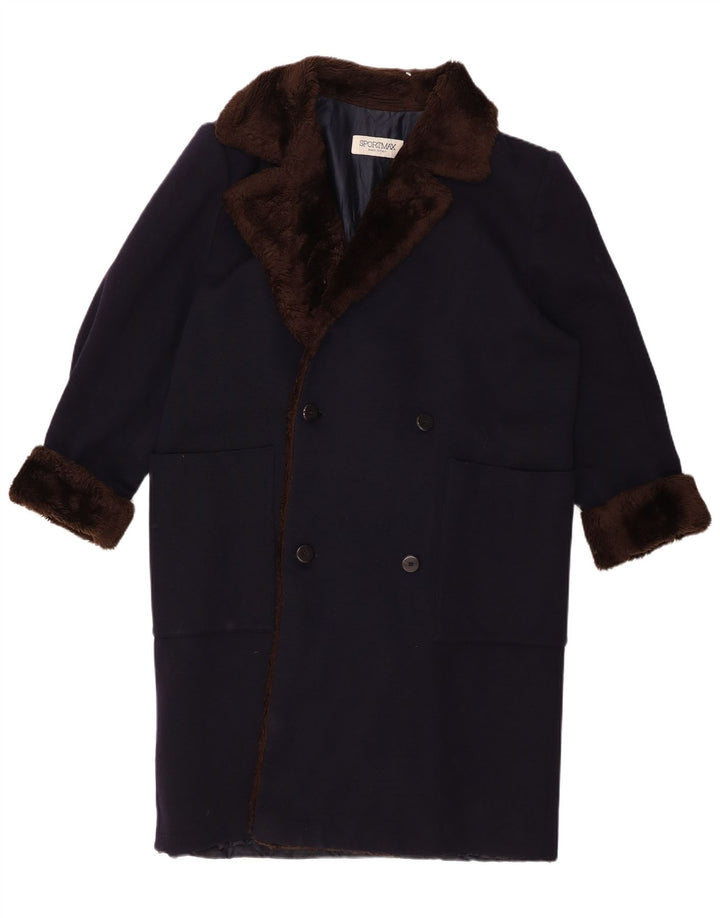 Sportmax Womens Double Breasted Coat UK 16 Large Navy Blue