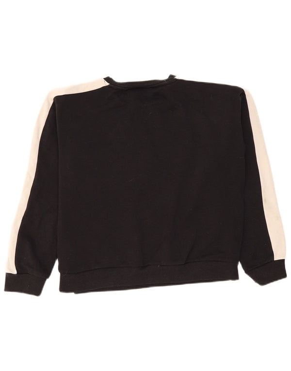 Fila Womens Crop Graphic Sweatshirt Jumper UK 16 Large Black Colourblock