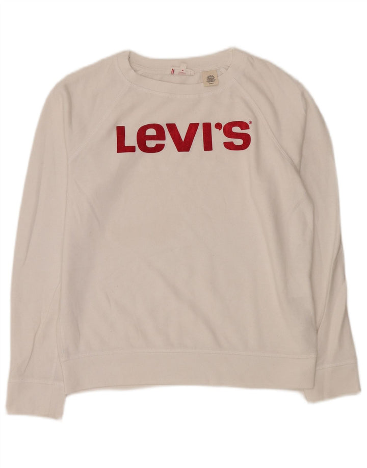 LEVI'S Womens Oversized Sweatshirt Jumper UK 10 Small White Cotton