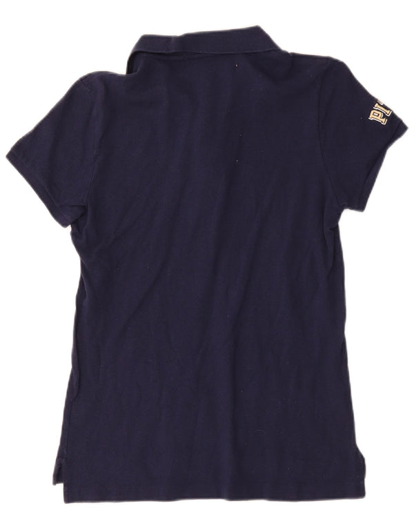 Ralph Lauren Womens Skinny Polo Shirt UK 14 Medium Navy Blue Cotton