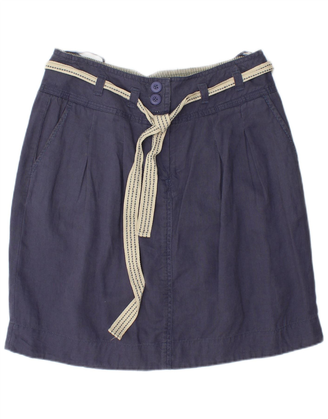 MONSOON Womens Mini Skirt UK 10 Small W28  Navy Blue Linen