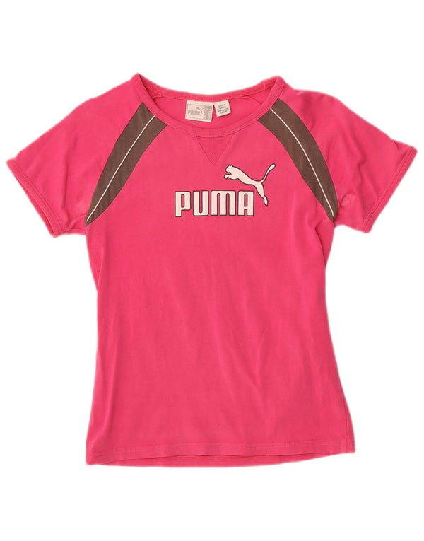 Puma Womens Graphic T-Shirt Top UK 12 Medium Pink Colourblock