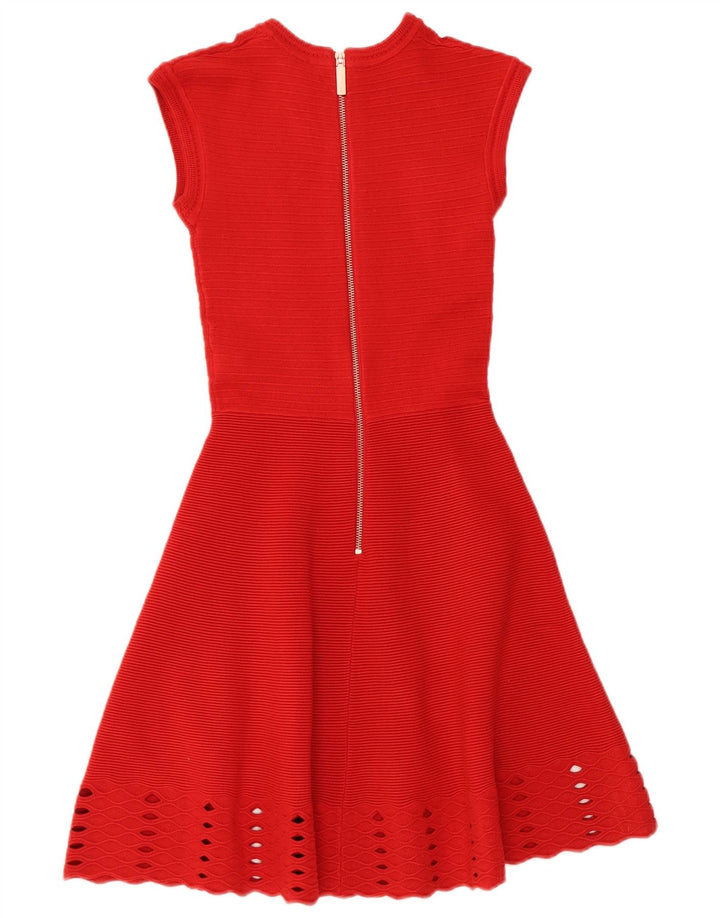 TED BAKER Womens Sleeveless A-Line Dress Size 0 2XS Red Acrylic
