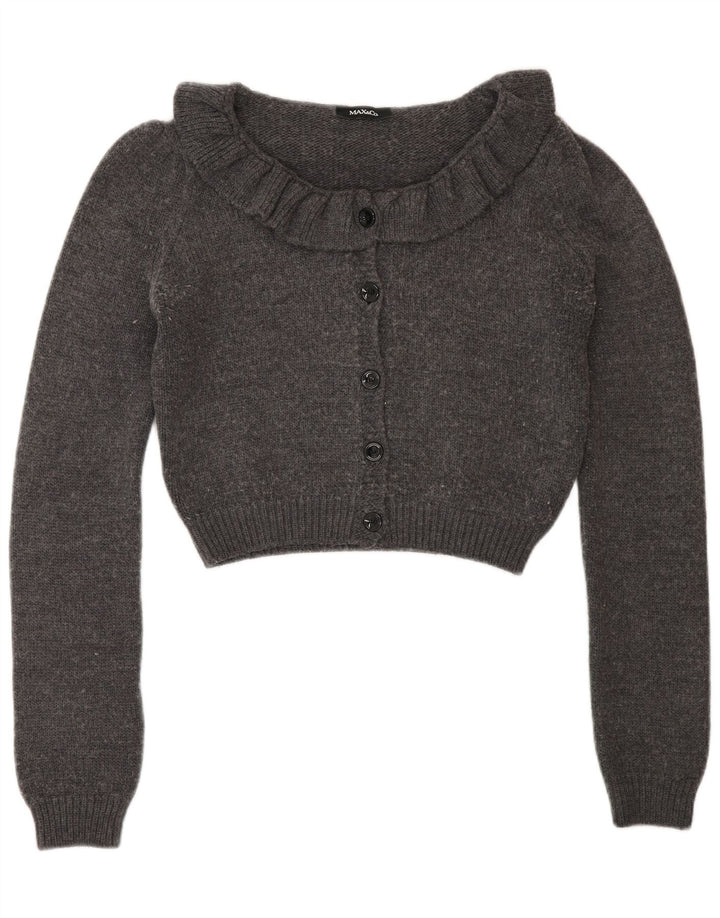 Max & Co. Womens Crop Cardigan Sweater UK 12 Medium Grey Wool